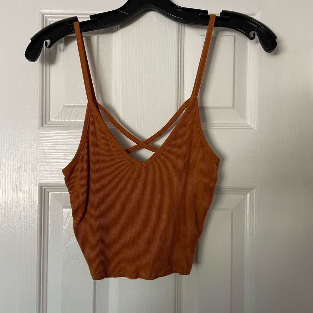 Women's Rust Strappy Cropped Tank Top - S